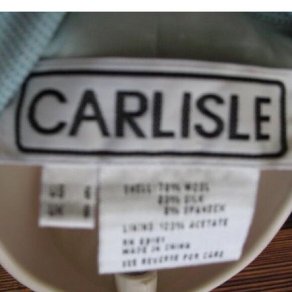 Carlisle Blue Green Wool Silk Blazer Jacket - Picture 8 of 8